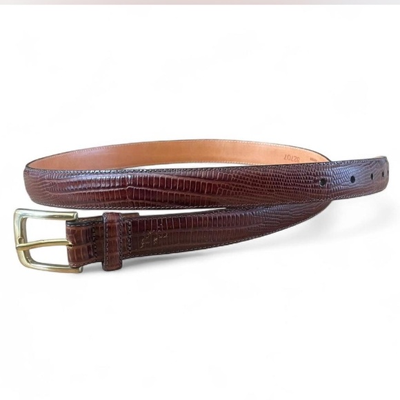 Brown Leather |Brighton| Belt with Alligator Embossed Pattern Size 36 - Picture 1 of 6